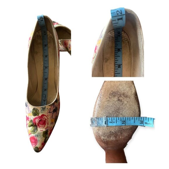Vintage 1950s David Evins Floral Print Pumps 50s 60s Heels Size 8 AAA Narrow - Picture 13 of 16